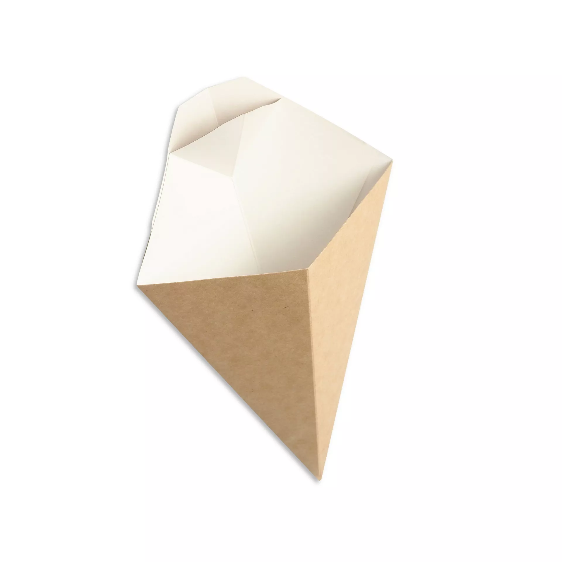 Упаковка бумажная конусная с отделением под соус 115*200 мм крафт