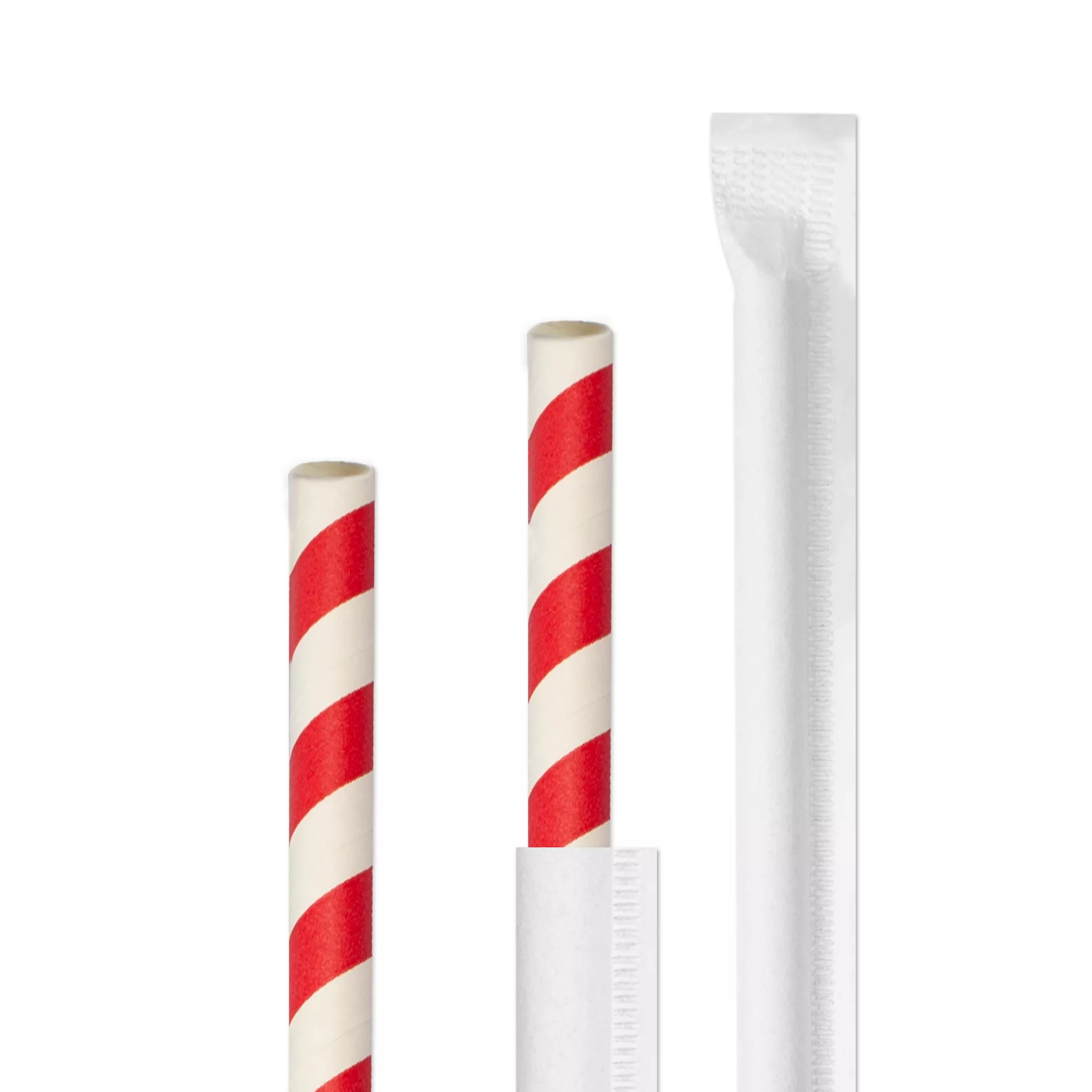 Трубочка бумажная 195*6 мм в индивидуальной белой упаковке "Леденец"